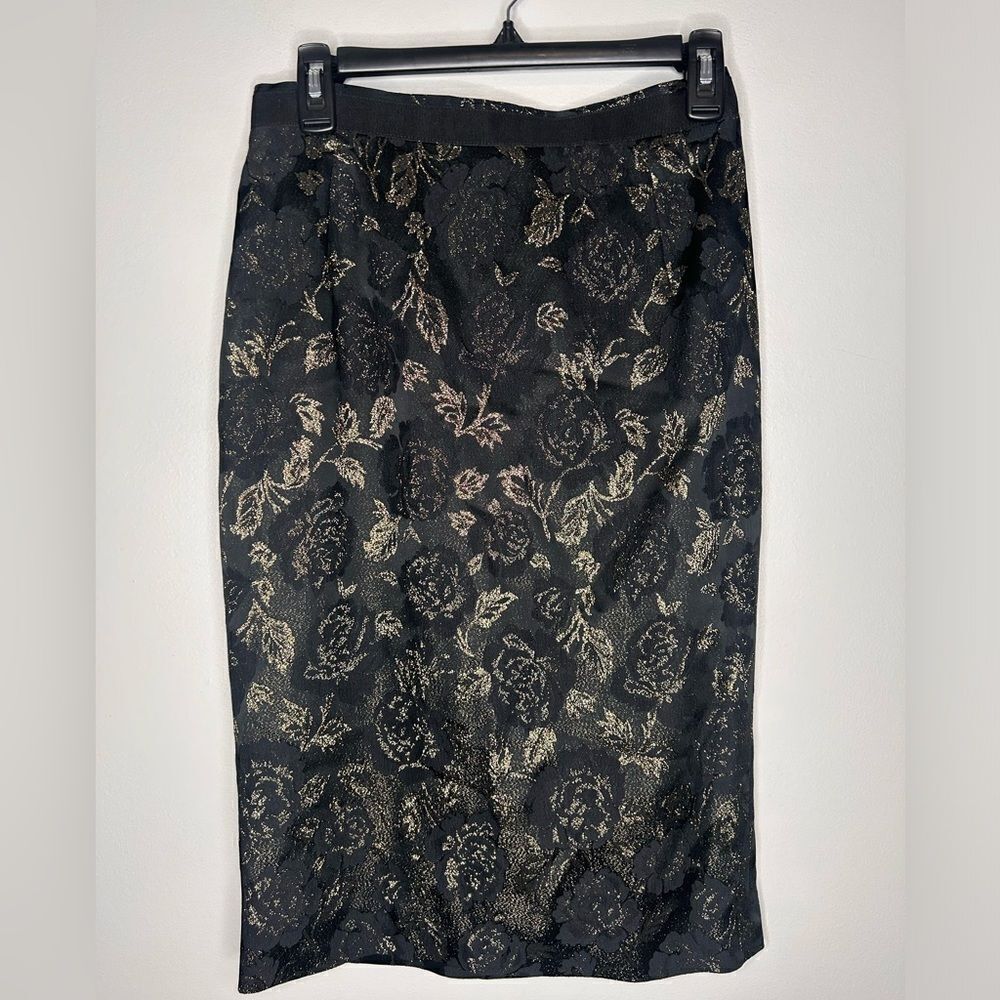Dolce & Gabbana Gold and Black Printed Pencil Skirt - Picture 6 of 11
